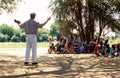 An American preacher in a Karamojong village Royalty Free Stock Photo