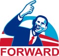 American President Barack Obama pointing forward