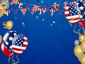 American President Day background of stars flying. Holiday confetti in US flag colors for President Day Royalty Free Stock Photo