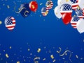 American President Day background of stars flying. Holiday confetti in US flag colors for President Day Royalty Free Stock Photo