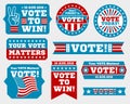 American presidential election 2016 badges and vote labels