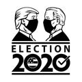 American Presidential Election 2020 Donald Trump Versus Joe Biden Wearing Face Mask Black and White