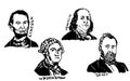 American presidents hand drawing. Happy Presidents Day. Vector illustration sketch