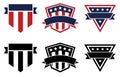 American Pride Patriotic Stars and Stripes Logos, Red White, Blue and Black, Isolated Vector Illustration Royalty Free Stock Photo