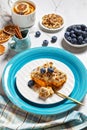 American pumpkin dump cake fall dessert on a plate Royalty Free Stock Photo