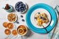 American pumpkin dump cake fall dessert on a plate Royalty Free Stock Photo