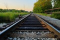 American railroad tracks in countryside Royalty Free Stock Photo