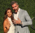 American real estate salesperson and reality television star Ryan Serhant R and Emilia Bechrakis attend US Open 2016 opening