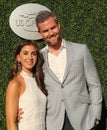 American real estate salesperson and reality television star Ryan Serhant R and Emilia Bechrakis attend US Open 2016 opening