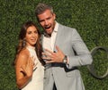 American real estate salesperson and reality television star Ryan Serhant R and Emilia Bechrakis attend US Open 2016 opening