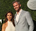 American real estate salesperson and reality television star Ryan Serhant R and Emilia Bechrakis attend US Open 2016 opening