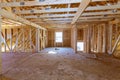 American frame house under construction house in of interior residential home Royalty Free Stock Photo