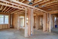 American residential frame house under construction house in of interior residential home Royalty Free Stock Photo