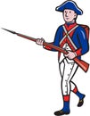 American Revolutionary Soldier Marching Cartoon