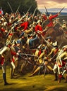 American Revolutionary War ca 1775. Fictional Battle Depiction. Generative AI.