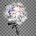 American Rifle M16 US flag in smoke Royalty Free Stock Photo