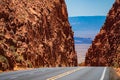 American road trip. Roud of Mojave Desert near Route 66. Royalty Free Stock Photo