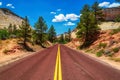 American road in Zion Canyon National Park, Utah