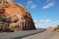 The American roads in the red rock desert Royalty Free Stock Photo
