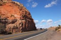 American roads in the red rock desert Royalty Free Stock Photo