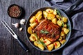 American roasted pork loin with baked potato Royalty Free Stock Photo