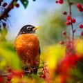 American Robin perched in a tree