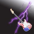 American Rock and Roll Guitar Realistic lightning Royalty Free Stock Photo