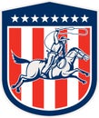 American Rodeo Cowboy Horse Lasso Shield Retro
