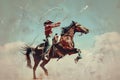 American rodeo cowboy riding his horse in the Wild West Royalty Free Stock Photo