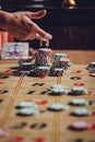 American roulette table, the dealer puts Dolly on the winning number