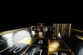 American roulette table and stacks in a casino. Creative casino template, background design, addiction, header for website. 3D