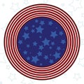 American round button decorated with stripes and stars, Vector illustration