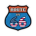 American Route 66 Highway road sign grunge stump vector stock illustration. typography , t-shirt graphic print. Royalty Free Stock Photo