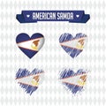 American Samoa. Collection of four vector hearts with flag. Heart silhouette