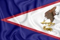American Samoa flag in 3D, broad format, flowing with the breeze. three-dimensional rendering Royalty Free Stock Photo