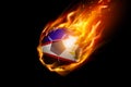 American Samoa Flag With Fire Football Realistic Design Royalty Free Stock Photo