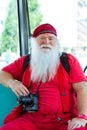 American Santa Claus in red summer suit Royalty Free Stock Photo