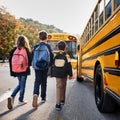 American schoolbus, AI generated Royalty Free Stock Photo
