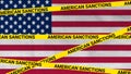 American senctions streeps on blur American flag illustration