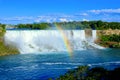 American side of Niagara Falls with beautiful rainbow