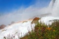 American side of Niagara Falls with rainbow in the mist Royalty Free Stock Photo