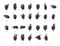 American sign language alphabet.