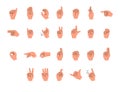 American Sign Language alphabet, hand gestures, set of vector on white Royalty Free Stock Photo