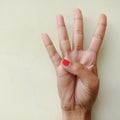 american sign language numerical digit four displayed with isolated hand on light background