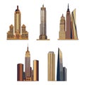 American Skyscrapers Set Of Vector Icons Separated On White