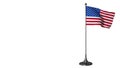 American small flag fluttering on a flagpole. White screen background, 3d rendering