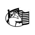 American Soldier Salute USA Stars and Stripes Flag Retro Black and White Royalty Free Stock Photo