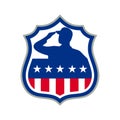 American Soldier Saluting USA Flag Crest Icon