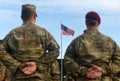 American Soldiers and Flag of USA. US Army. US troops Royalty Free Stock Photo