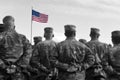 American Soldiers and Flag of USA. US Army. Veteran Day Royalty Free Stock Photo